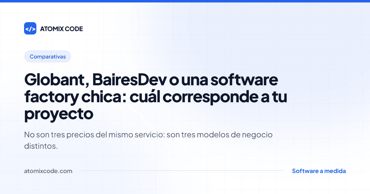 Portada: Globant, BairesDev o una software factory chica: cuál corresponde a tu proyecto
