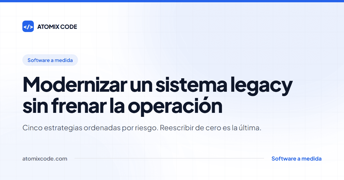 Portada: Modernizar un sistema legacy sin frenar la operación