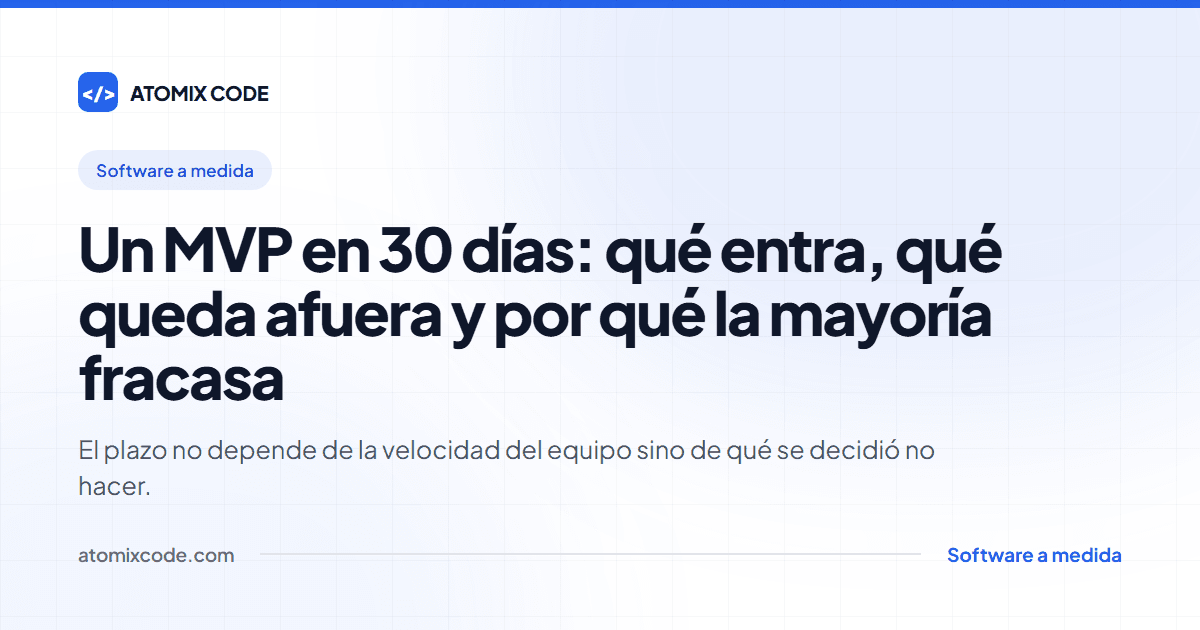 Portada: Un MVP en 30 días: qué entra, qué queda afuera y por qué la mayoría fracasa