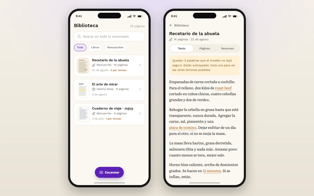 Pantalla de PageKeeper