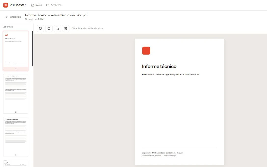 Pantalla de PDFMaster